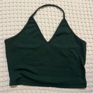 SHEIN Deep Green Halter Crop Top